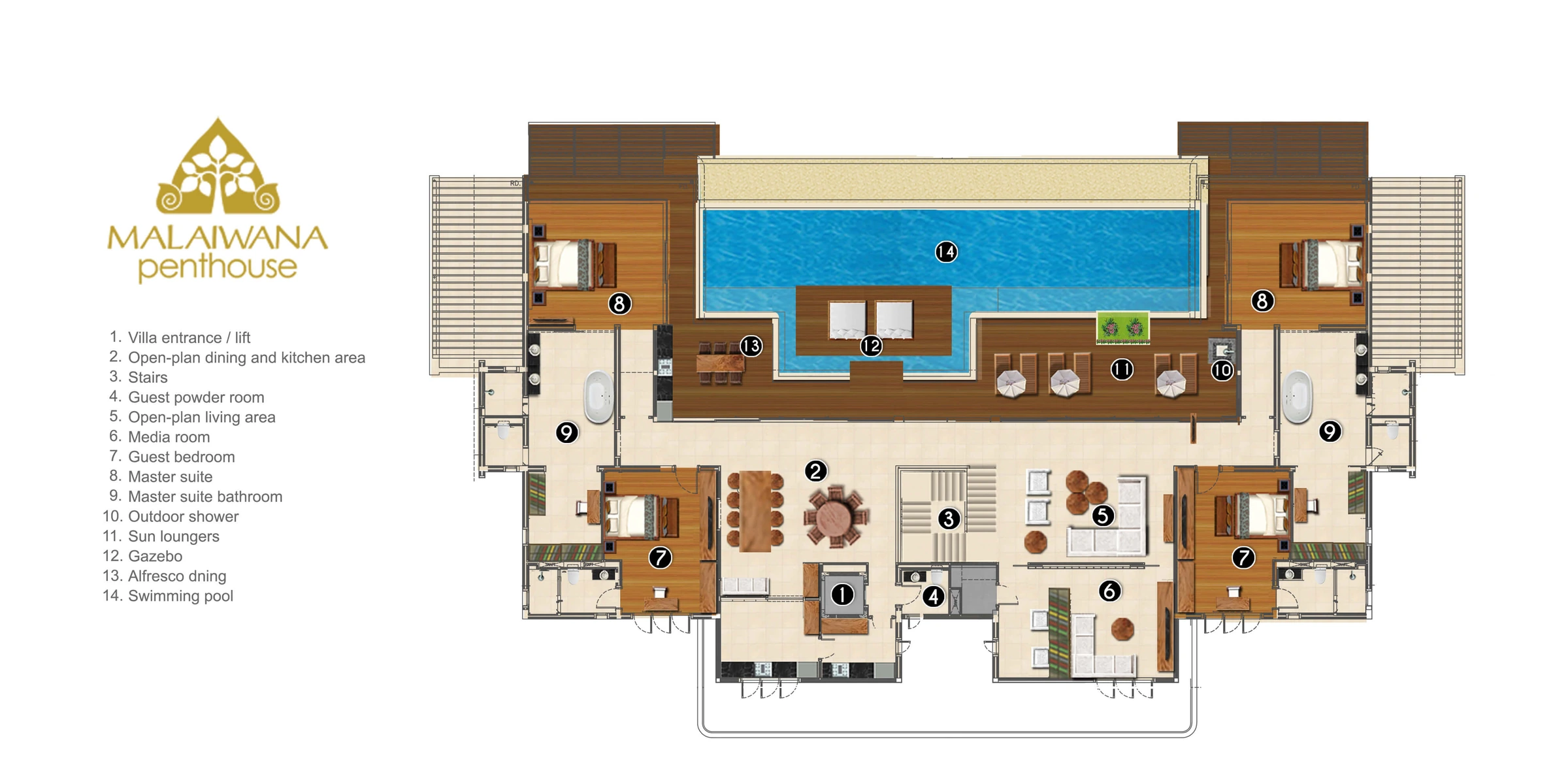 Malaiwana Residences - Penthouse 平面图