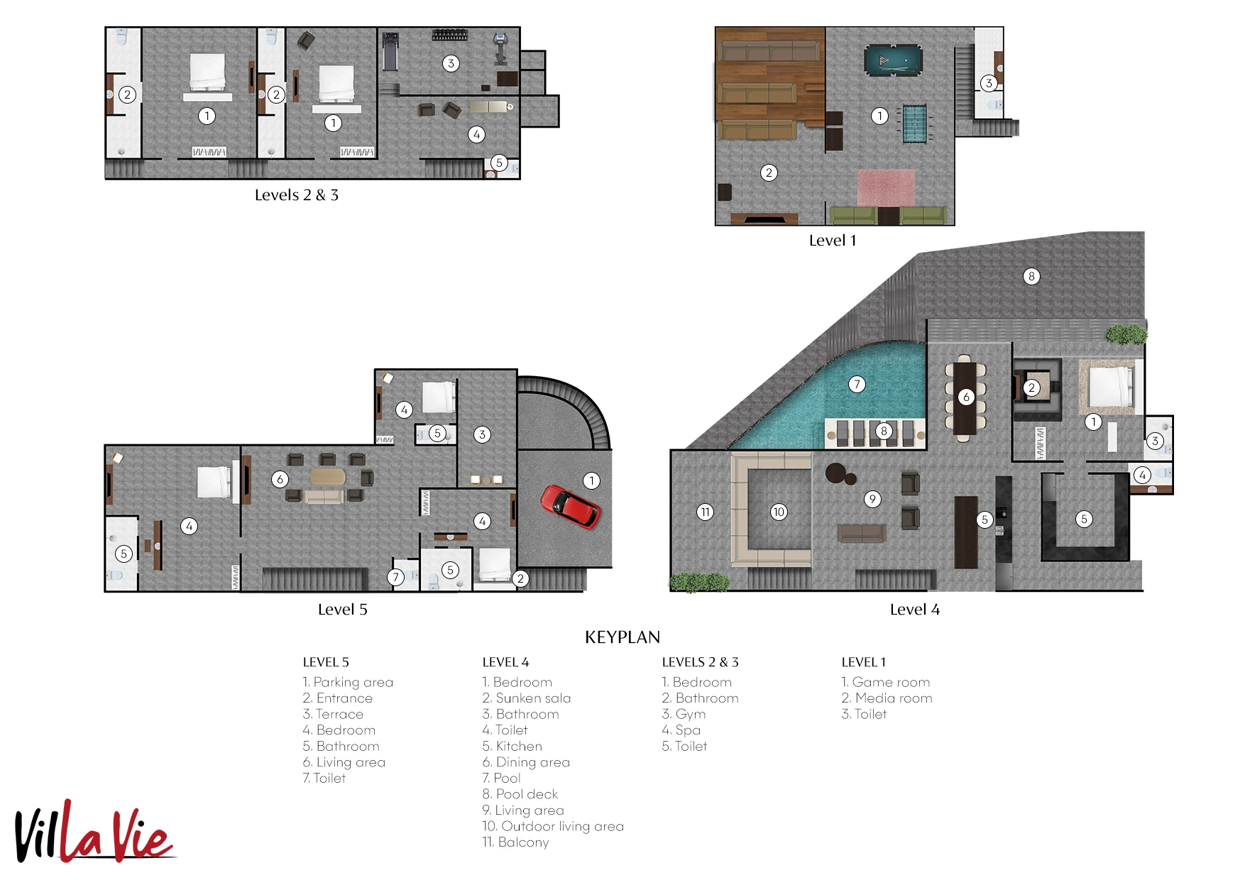 Golden Lotus Villas - Villa Vie 平面图