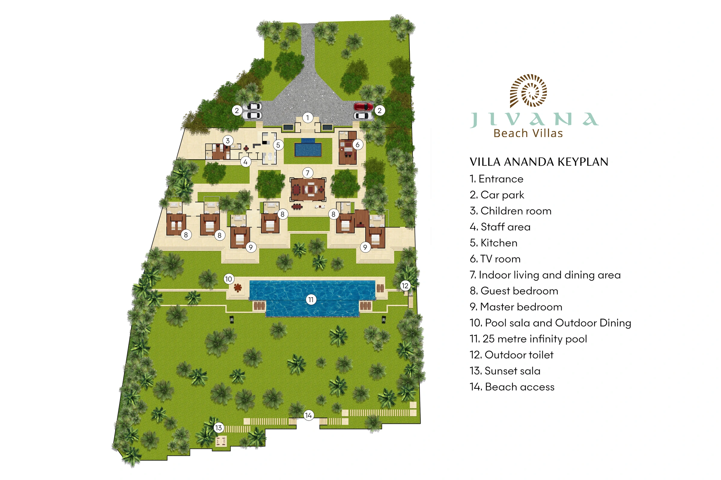 Jivana Beach Villas - Villa Ananda 平面图