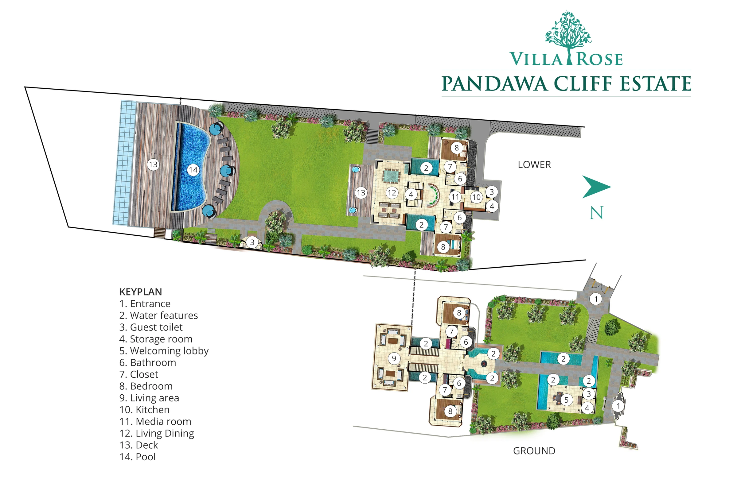 Pandawa Cliff Estate - Villa Rose 平面图