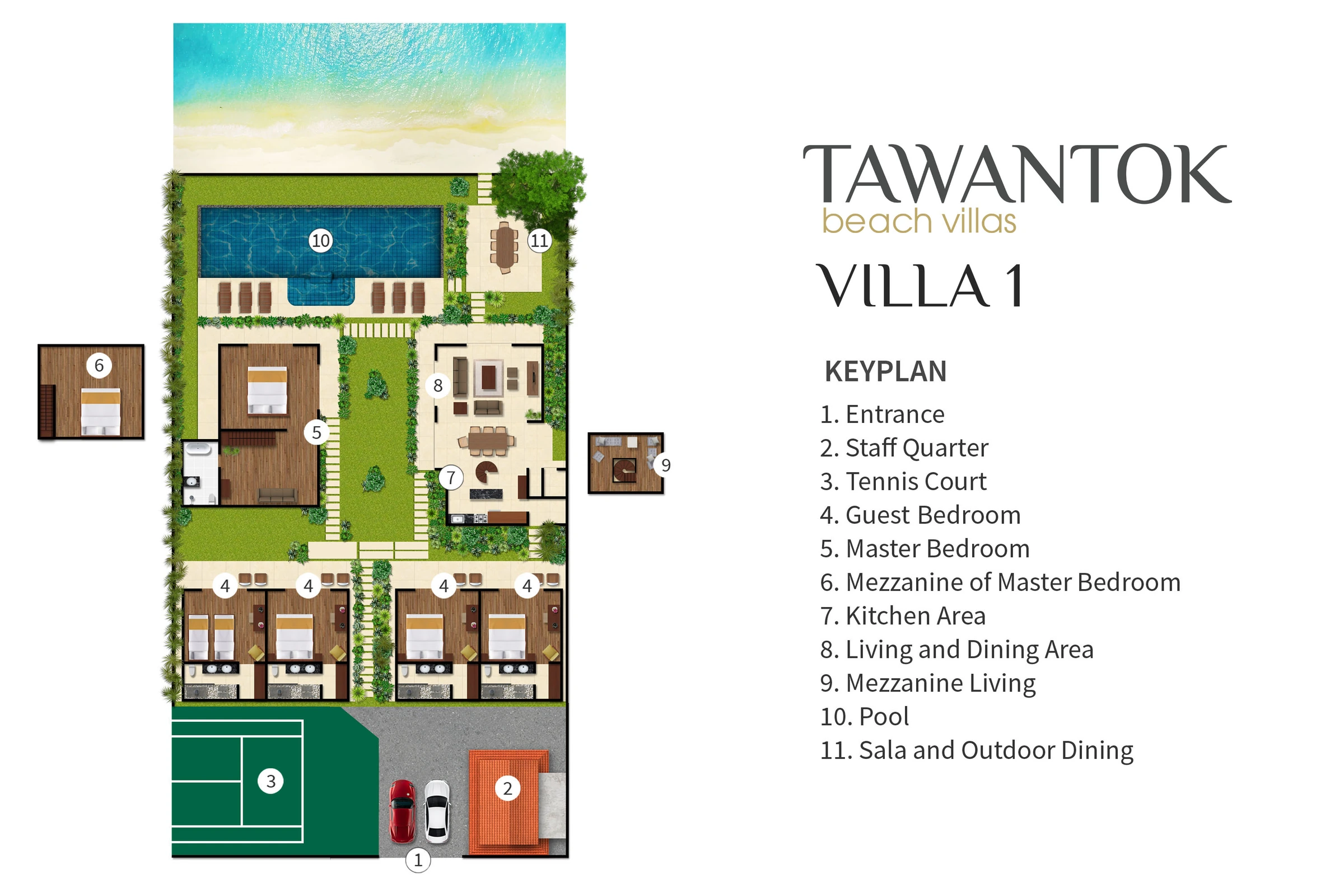 Tawantok Beach Villas - Villa 1 平面图